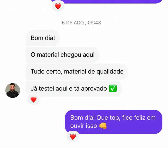 Mensagem real de cliente 1