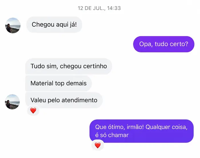 Mensagem real de cliente 2